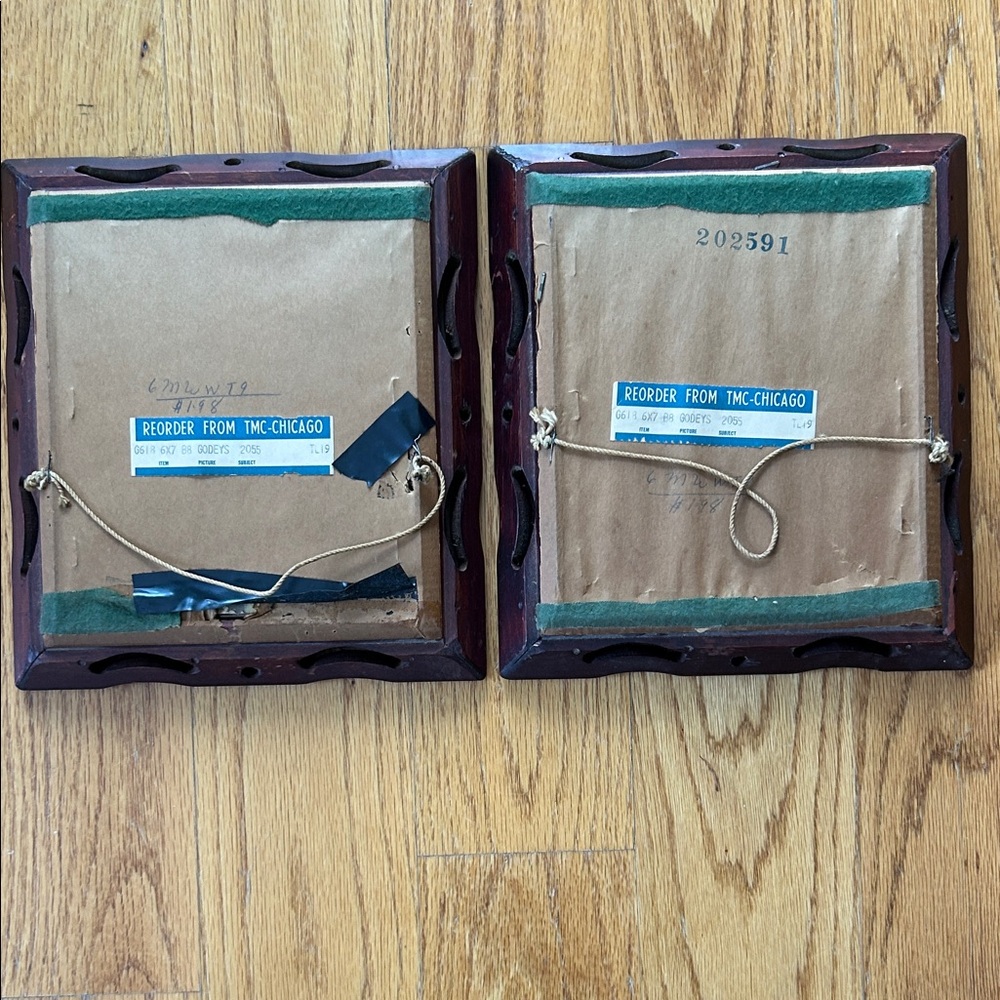 Antique Vintage Style Brown Framed Art Set Victorian Style; Excellent  Shape! - Picture 4 of 8